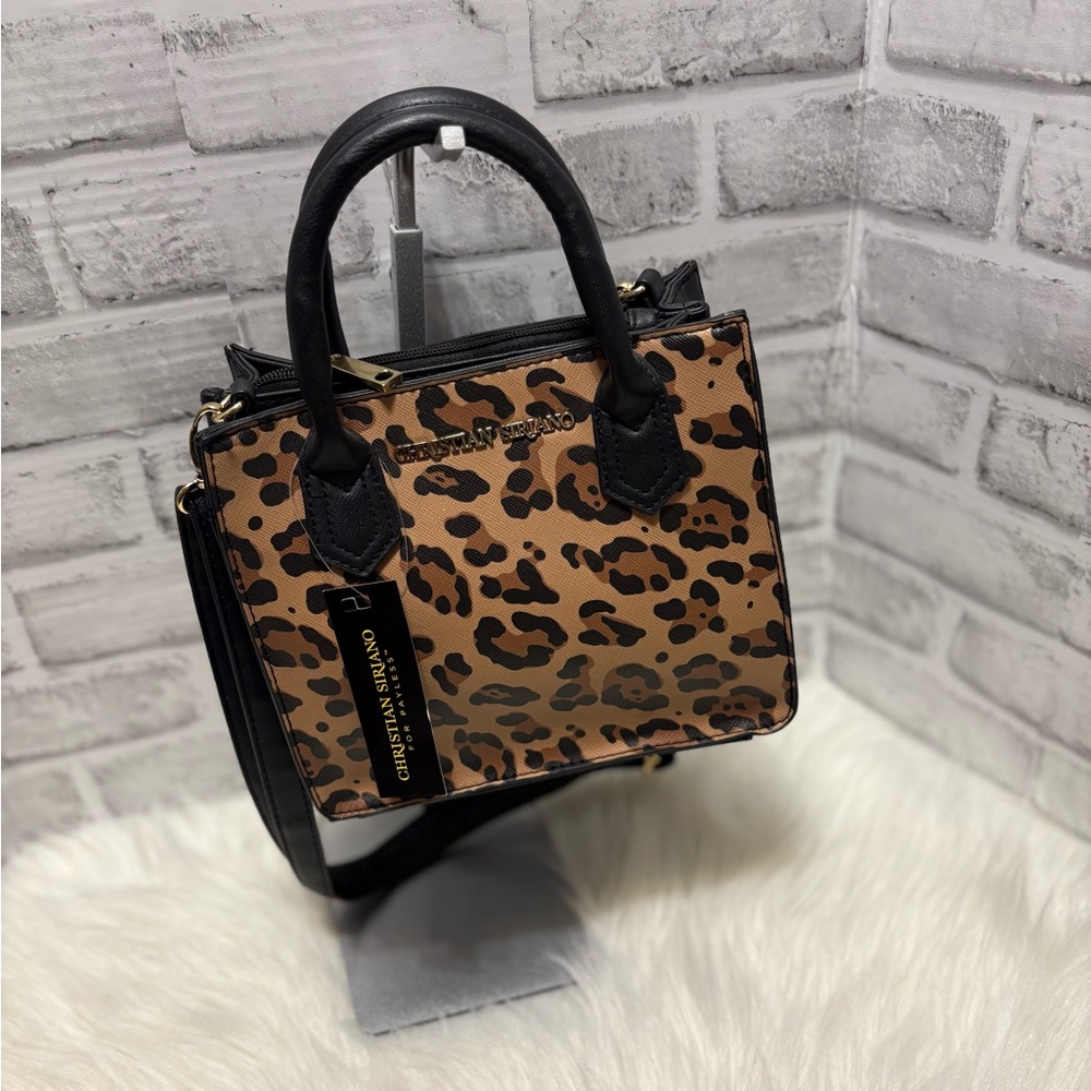Christian Siriano Leopard Print tote - Black and Tan